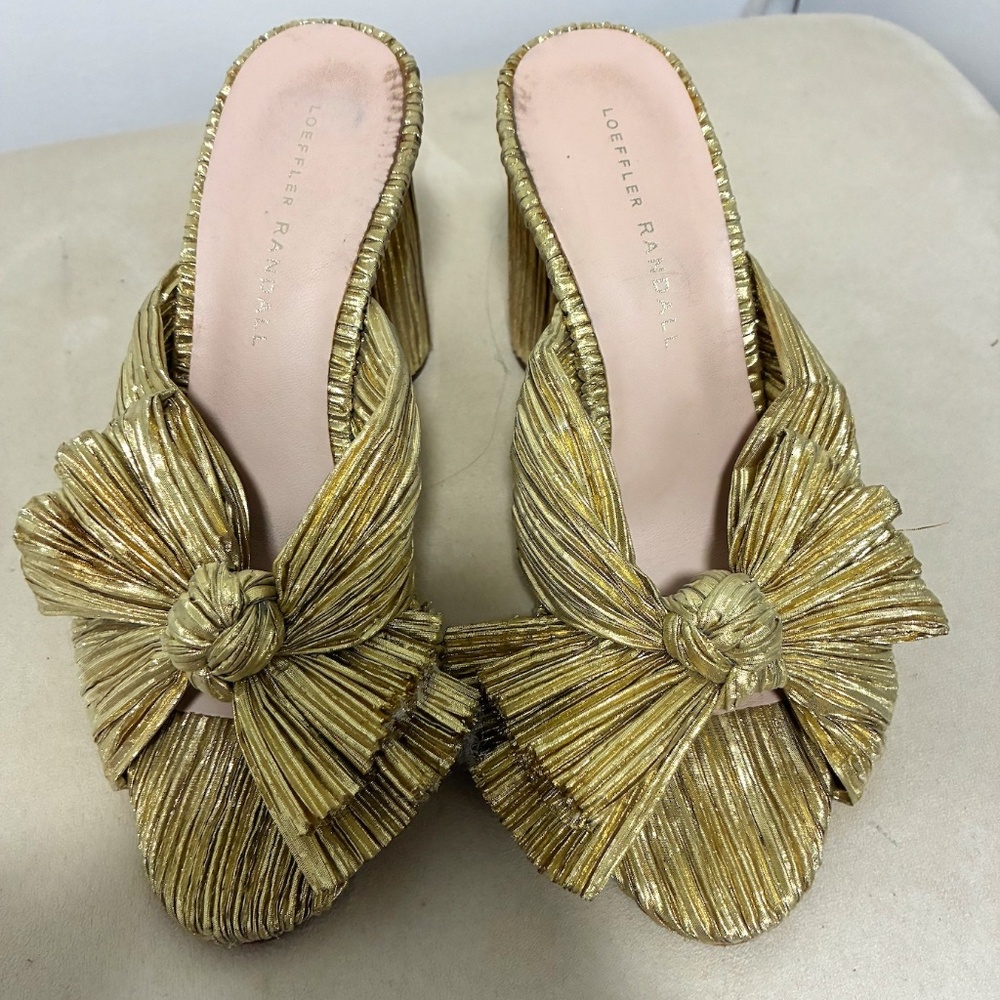 Loeffler randall gold bow heels